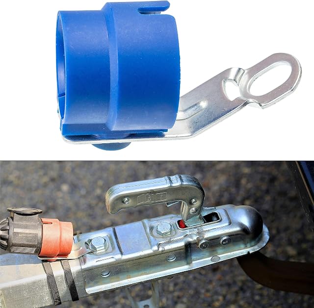 Uchwyt na wtyczkę do zawieszki, 1 opakowanie, niebieski, montaż na dyszlu przyczepy, do wtyczki 13-biegunowej, adapter 13 na 7-biegunowy i adapter 7 na 13-biegunowy, osłona parkingowa, uchwyt wtykowy