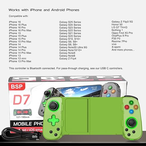 Miniatura 27 de Wireless Phone Controller for iPhone/Android, Mobile Game Controller with Hall Joystick Suitable for Xbox Cloud Gaming, PS Remote Play, Steam Link