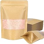 Blisstime Stand Up Pouches, 50 Pack Kraft Paper Bags with Matte Window and Tear Notch Resealable Bags for Small Business Home Use (4.8 x 6.5 Inches)