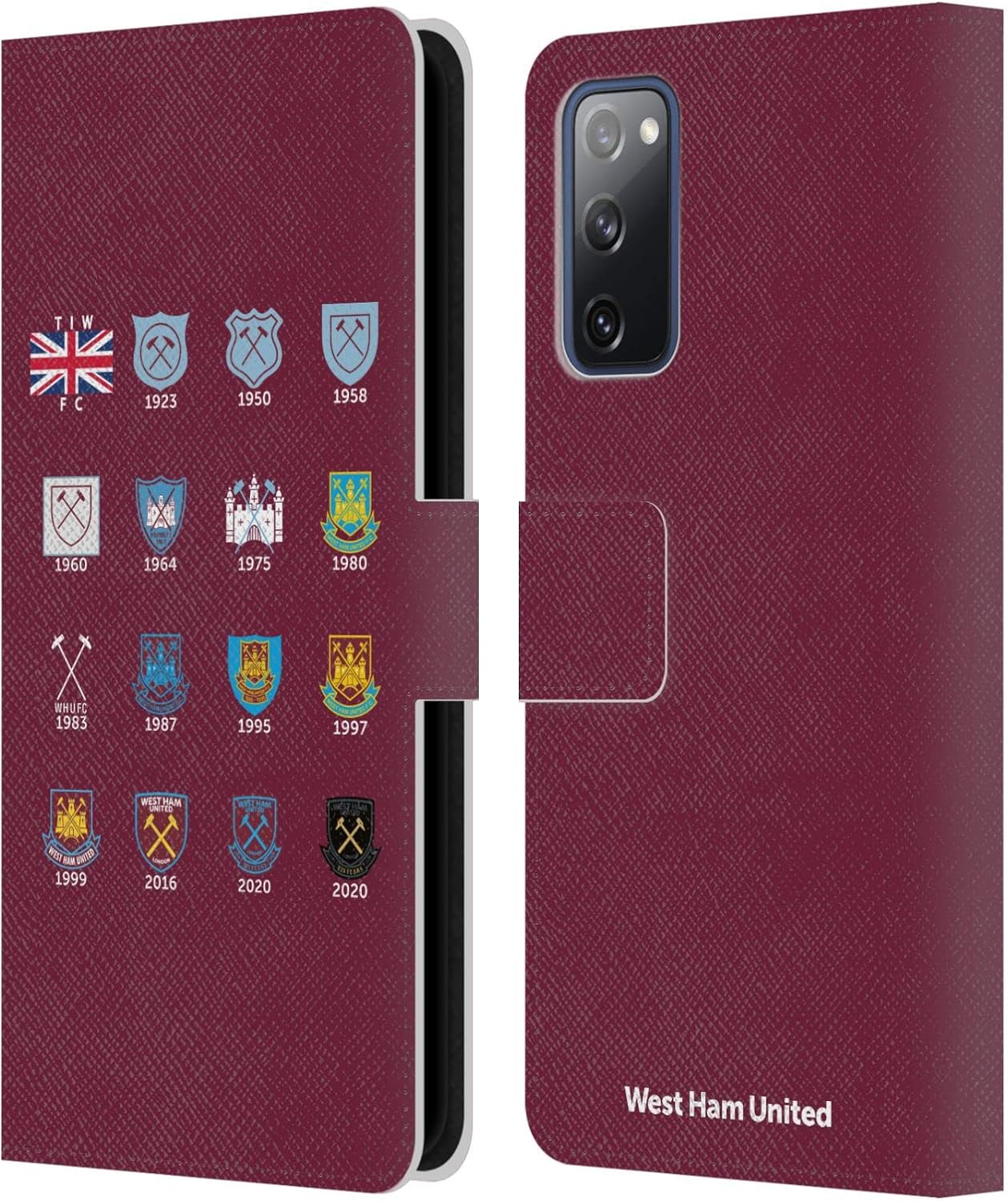 Head Case Designs Officially Licensed West Ham United FC Pattern 5 Crest History Leather Wallet Case Compatible with Samsung Galaxy S20 FE / 5G