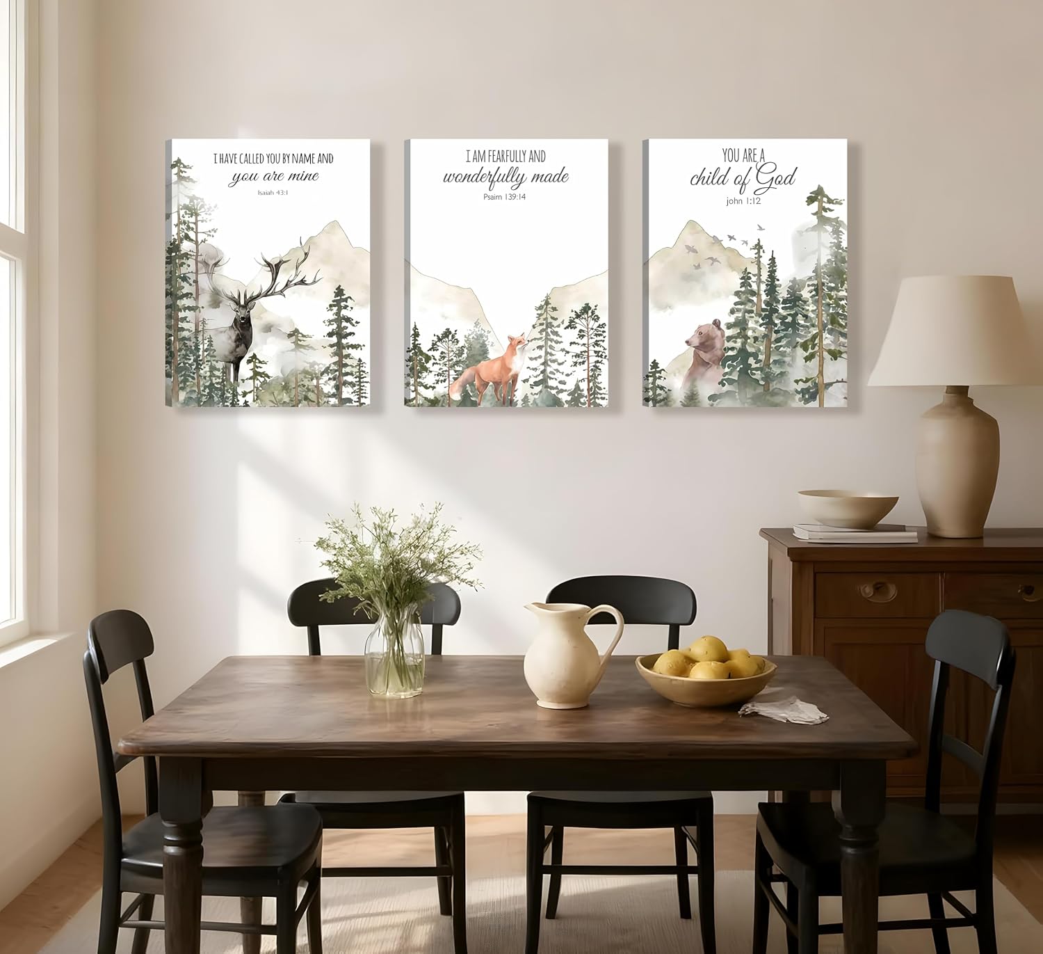 3pcs Framed Forest Animals Wall Art 12x16 inches Can Be Hung Directly image 5