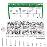 Vista 19 de Surtido de 1500 piezas de tornillos, tuercas y arandelas, kit de pernos y tuercas métricos M2 M3 M4 M5 M6 con cabeza hexagonal de casquillo, acero