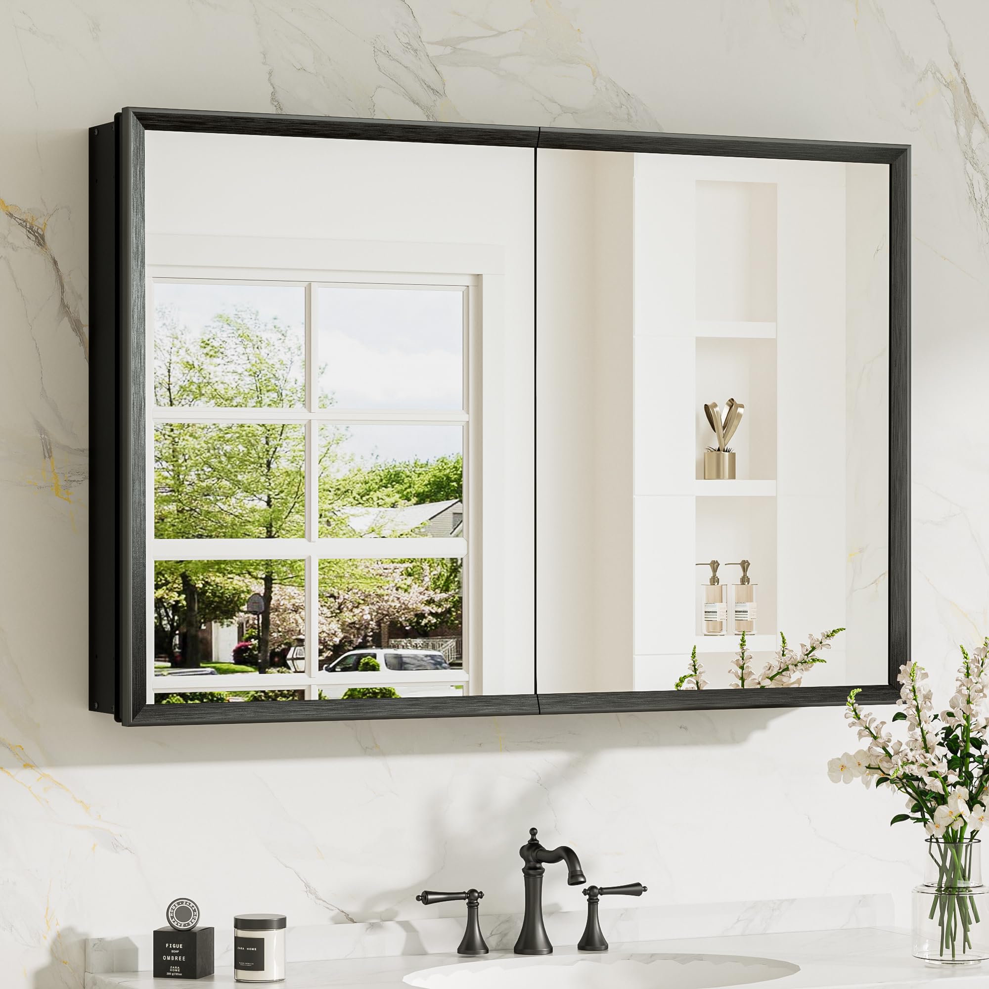 Photo 1 of TokeShimi 36x24 Inch Black Medicine Cabinet