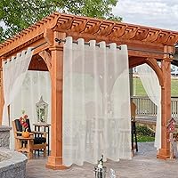 Vista 8 de HolidayIdeas - Cortinas traslúcidas blancas para exteriores, impermeables para el patio, 4 paneles - 54 x 84 pulgadas - Cortinas de gasa