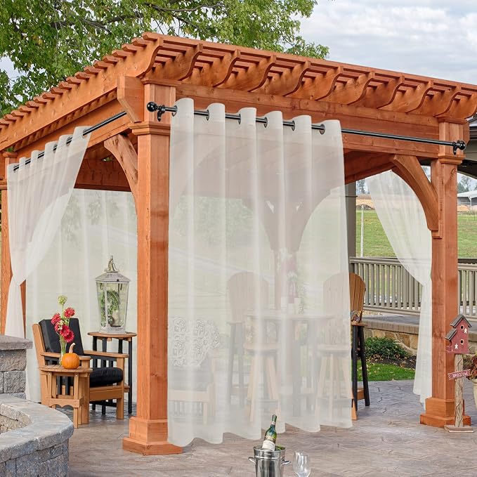 HolidayIdeas Red Outdoor Curtains For Patio Waterproof, 2