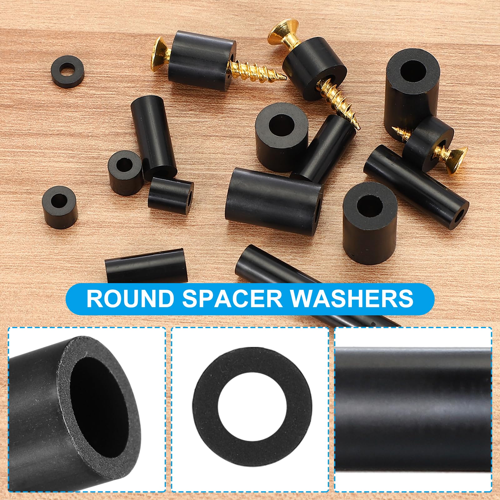 PATIKIL 50Pcs M4 ABS Spacers M6 x 9mm OD x 14mm L Plastic Round Spacer Washers Black Standoff Nut Unthreaded for Screws Bolts Electrical Outlet - Image 3