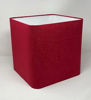Dark Red Textured 100% Linen Rounded Square Lampshade