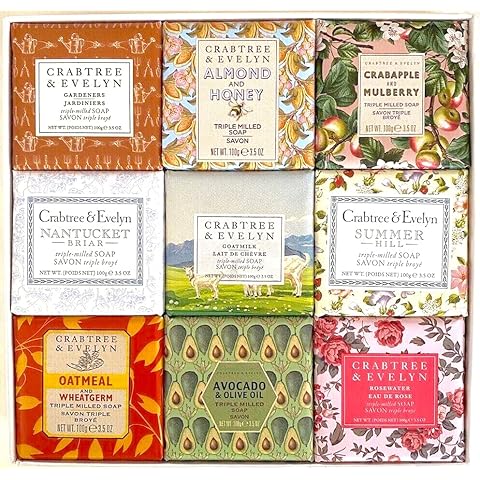 Crabtree & Evelyn Classics Bar Soap 9 Pc Set 3.5 oz ea. (Gardeners, Summer Hill, Nantucket, Avocado, Almond Milk.) Cover