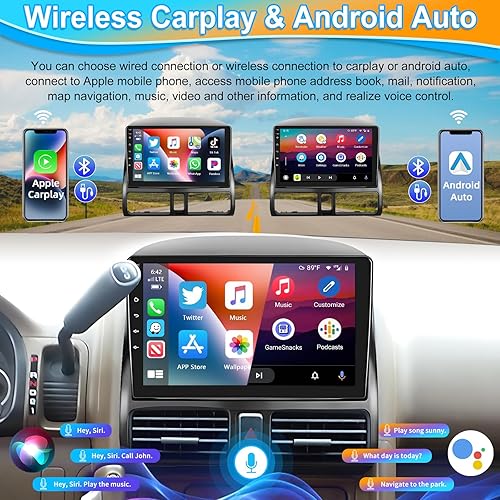 Miniatura 3 de Podofo Para Honda CRV 2002-2006 inalámbrico Apple Carplay Android Auto, pantalla táctil Android coche estéreo Autoradio unidad principal con