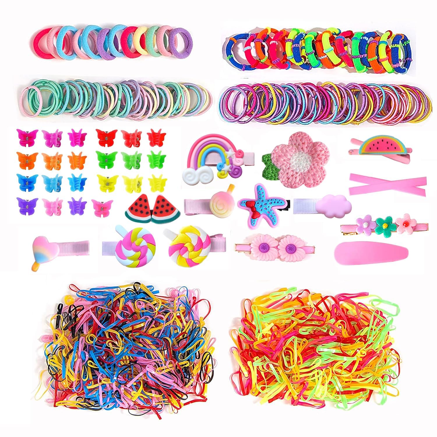 786 Pieces Multicoloured Girls Hair Accessories Set Hair Scrunchies Ponytail Hair Clip for Baby Little Girls Toddler Hairstyles Hair Clips Mini Ponytails Hair Gift Set Pink Set - Image 2