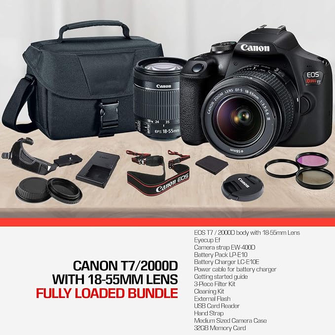 Canon Rebel T7 DSLR con lente 18-55mm y accesorios miniatura 3