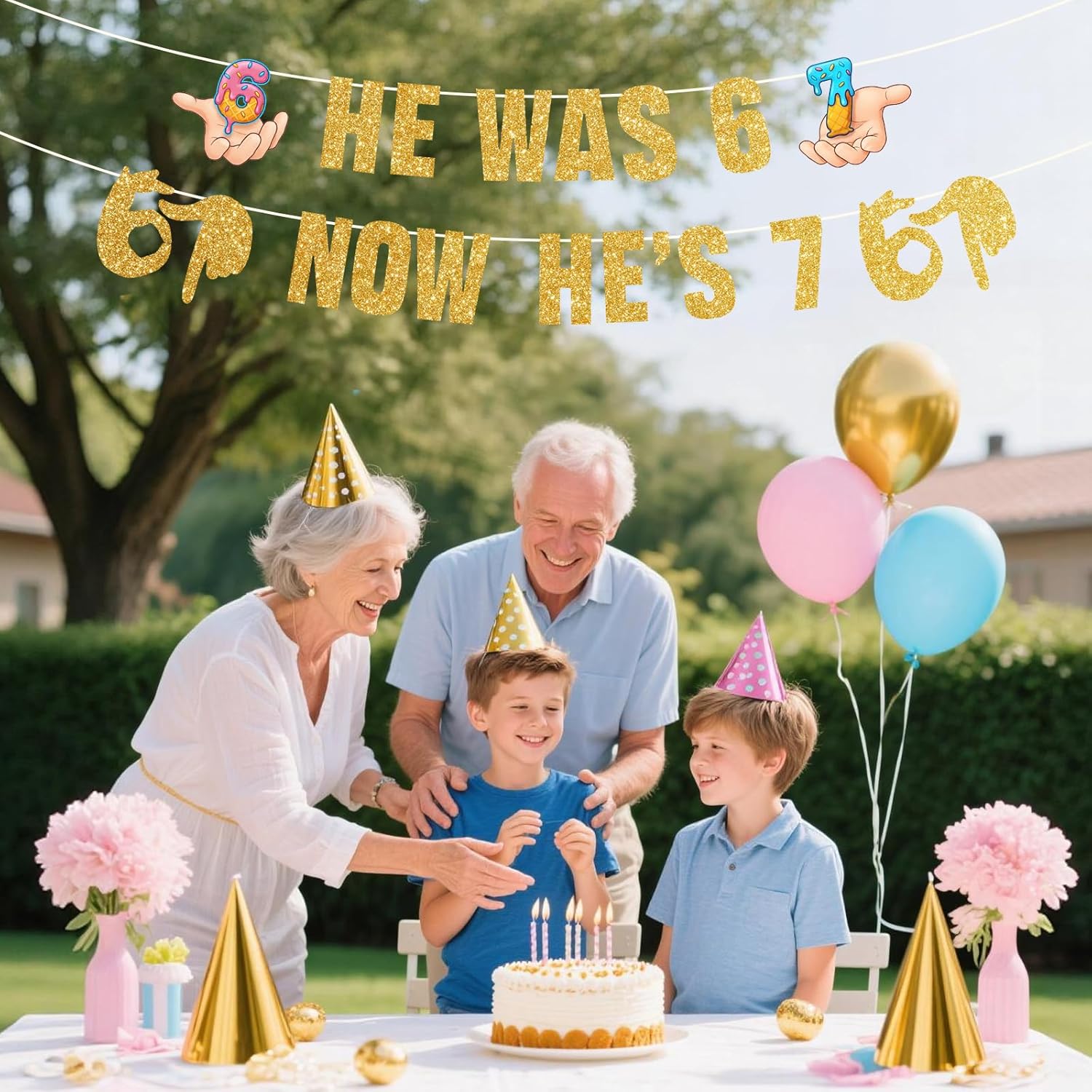 6 7 Birthday Decorations,SHE WAS 6 NOW SHE'S 7 Birthday-Decorations Banner,67 Birthday Decorations,Icecream Banner, Funny 6 7 Birthday-Theme Party Supply -I WAS 6 NOW I'M 7 Birthday-Decorations - Image 6