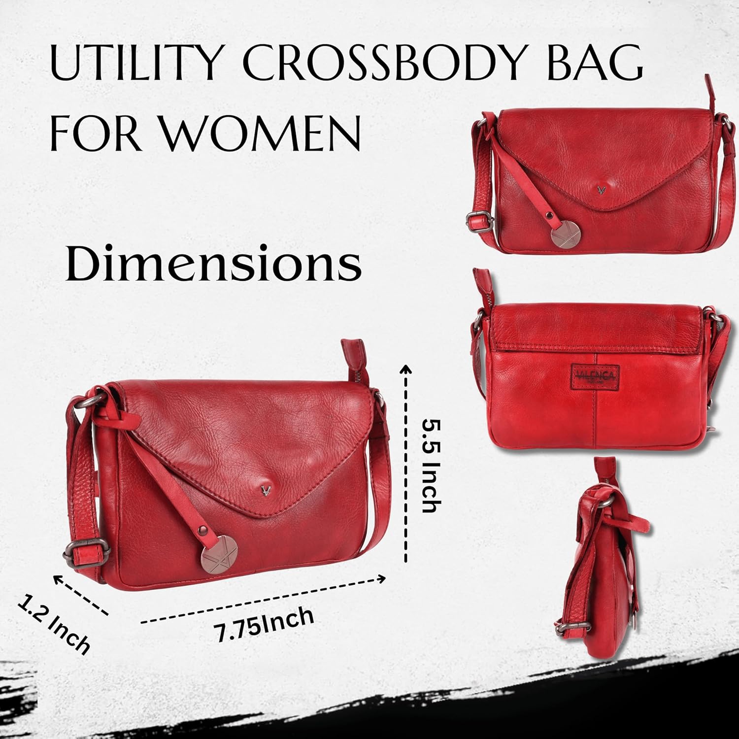 Genuine Italian Leather Small Crossbody Sling Bag RFID Protected Trendy Casual Office with Adjustable Strap