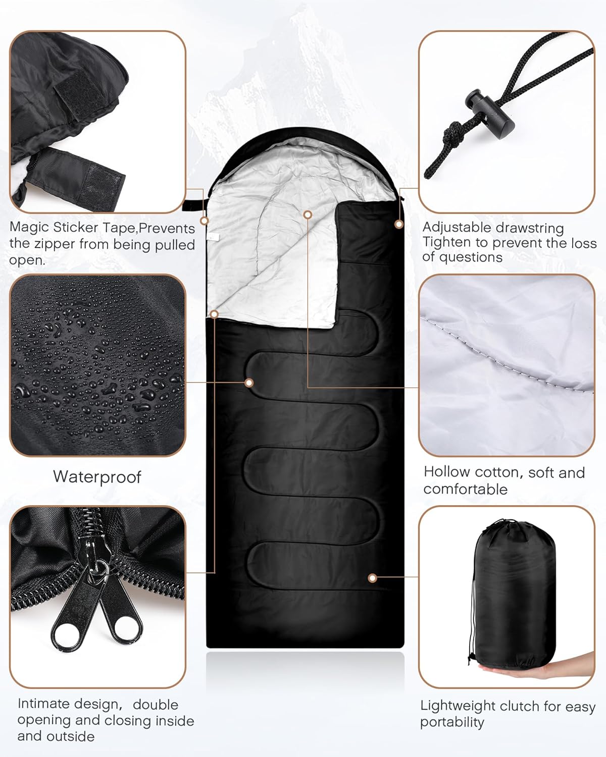 40 Pcs Bulk Sleeping Bags Adult for Homeless, Sleeping Bags Cold Weather Waterproof with Winter Hats Gloves Scarves and Mittens for Camping Emergency Use - Image 3