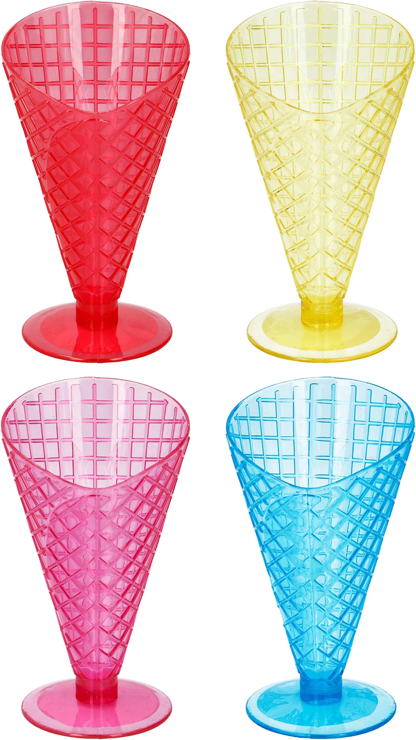 Set of 4 Ice Cream Cone Shaped Retro Sundae Dish Party Bowl Set Ice Cream Dishes