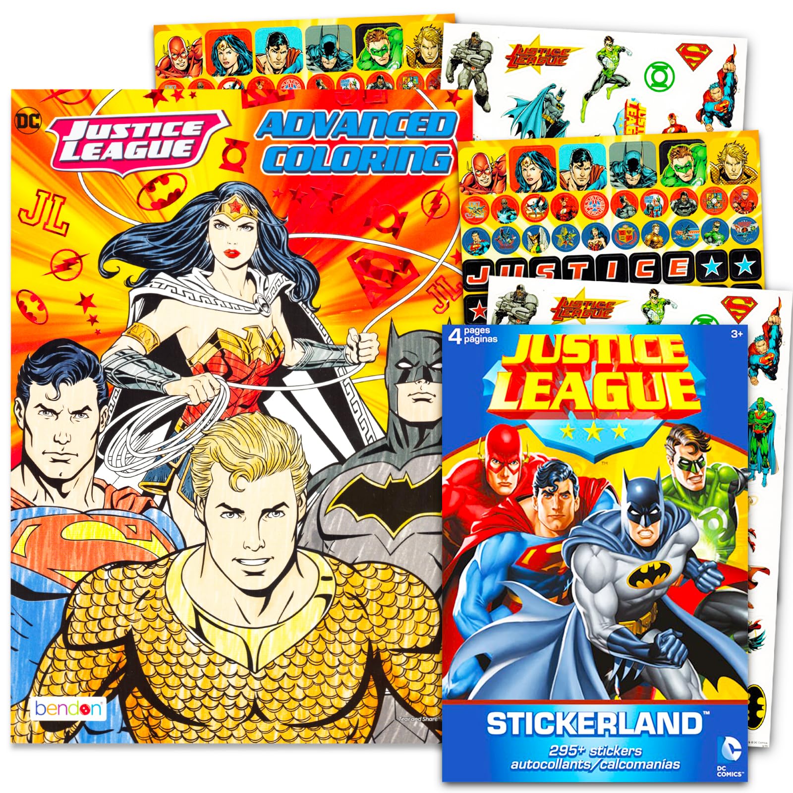 DC Justice League Coloring Book Bundle with Over 295 Stickers Specialty Separately Licensed GWW Reward Sticker ~ Batman Superman and More