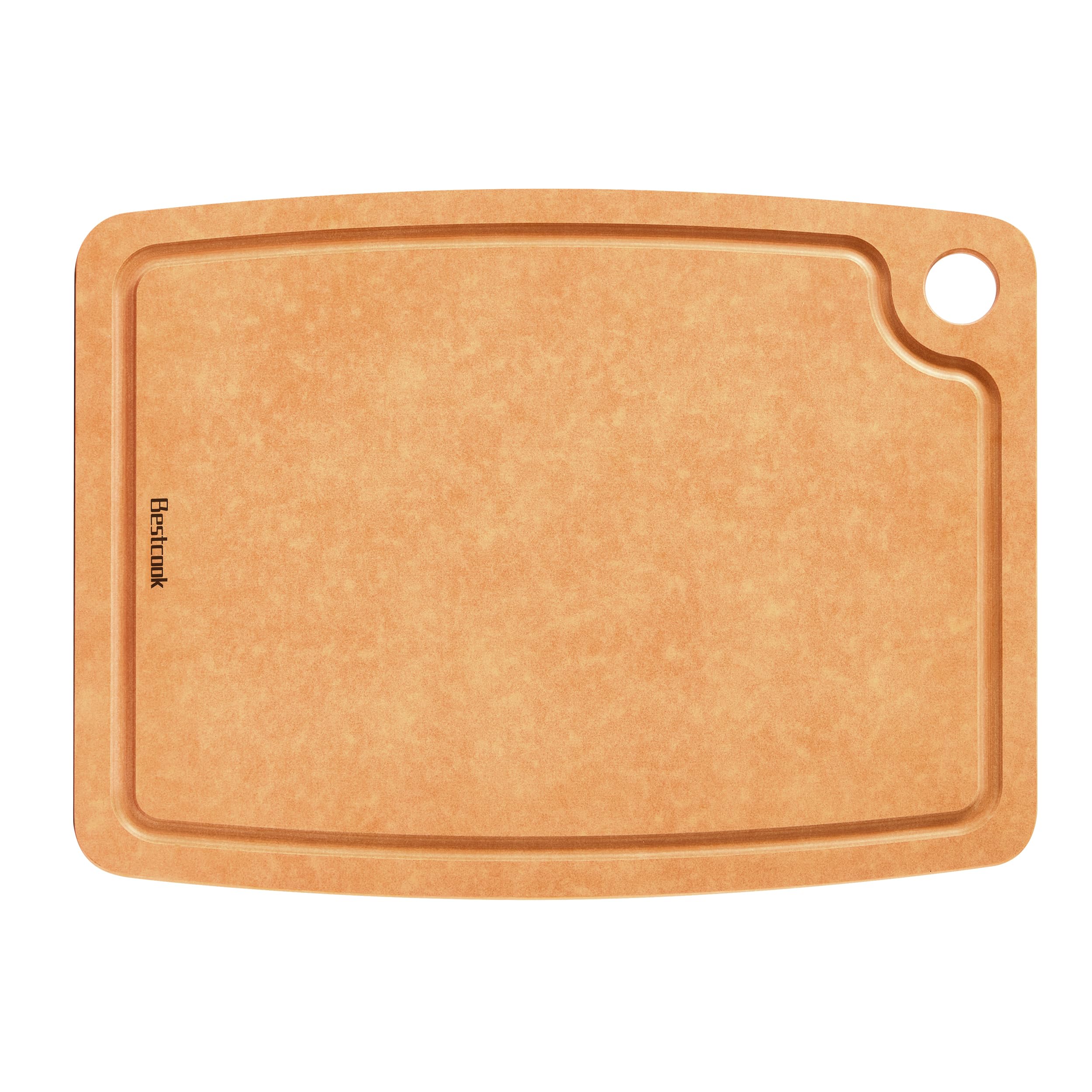 BESTCOOK Planche à Découper en Fibre de bois et Rainure pour le Jus, sans BPA, Réversible, Durable, non Poreuse, Passe au Lave-vaisselle, Antidérapante, Adaptée aux Couteaux pour Viande