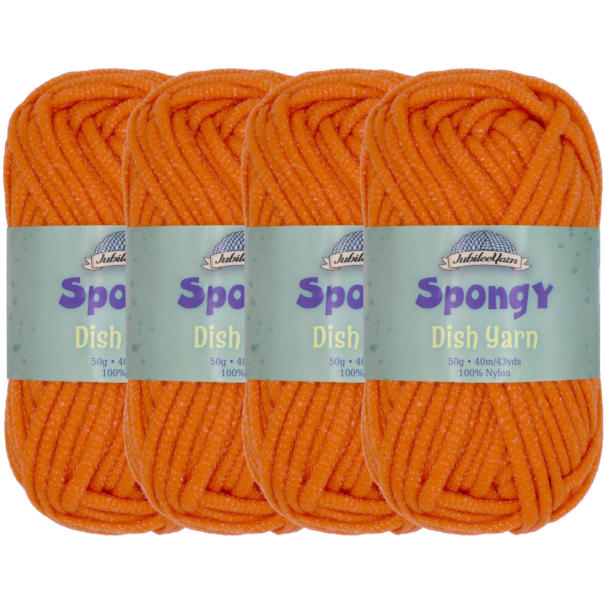 Hilo de nailon para estropajos JubileeYarn, 4 madejas de 50g color naranja quemado para tejer