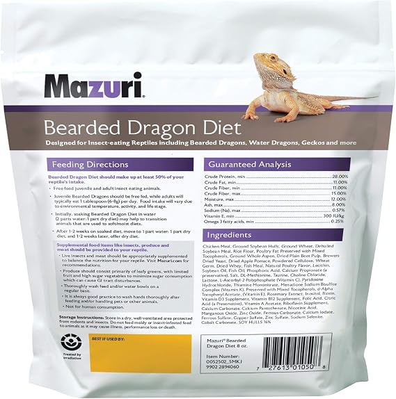 Mazuri | Bearded Dragon Food - Insect Portion of a Complete Diet | 8 Ounce (8 oz) Bag