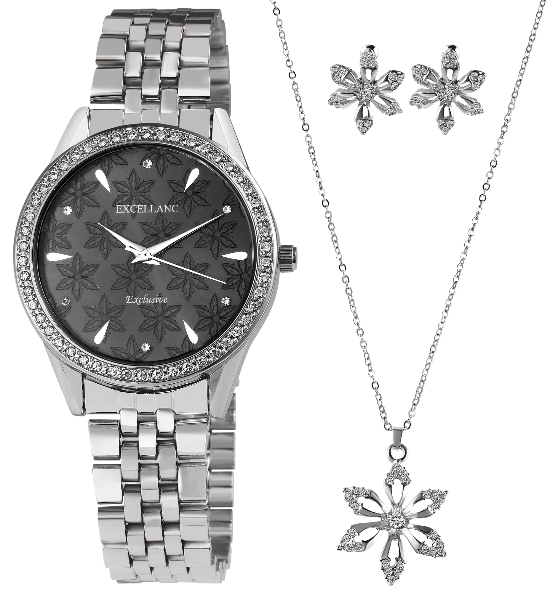 Excellanc Set di gioielli da donna orologio catena ciondolo orecchini 1800233