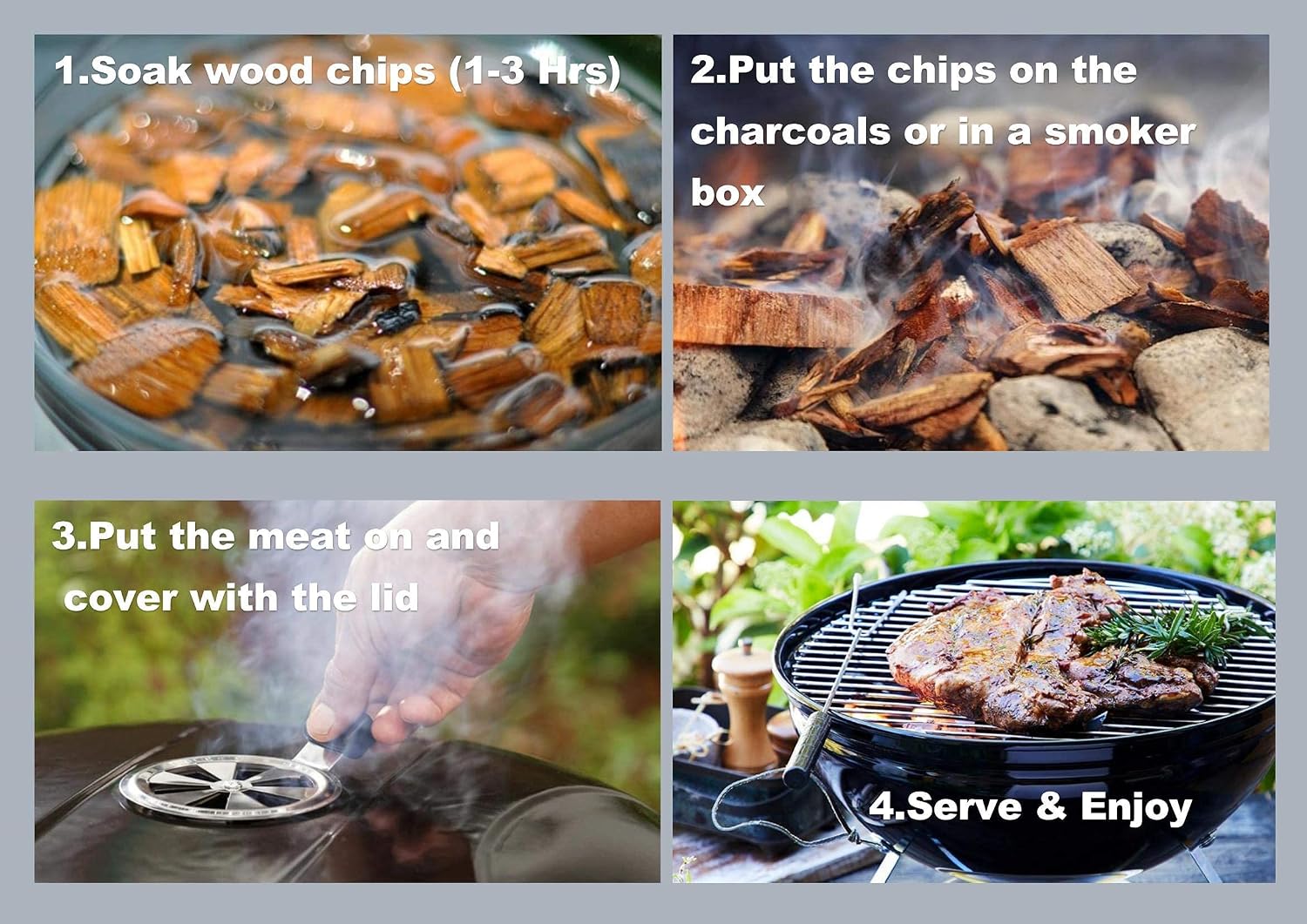 Woodabrix BBQ Smoking Wood Chips for Charcoal Gas BBQ/Smoker, 100% Natural, 800 g/1.76 lb (3.2 Litre / 195 cu in), Oak - Image 5