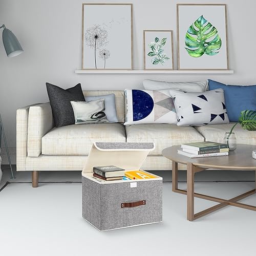 Miniatura 6 de TYEERS Cajas de almacenamiento plegables, contenedores de almacenamiento de tela lavable con tapas, 14.9 x 9.8 x 9.8 pulgadas, paquete de 2, gris