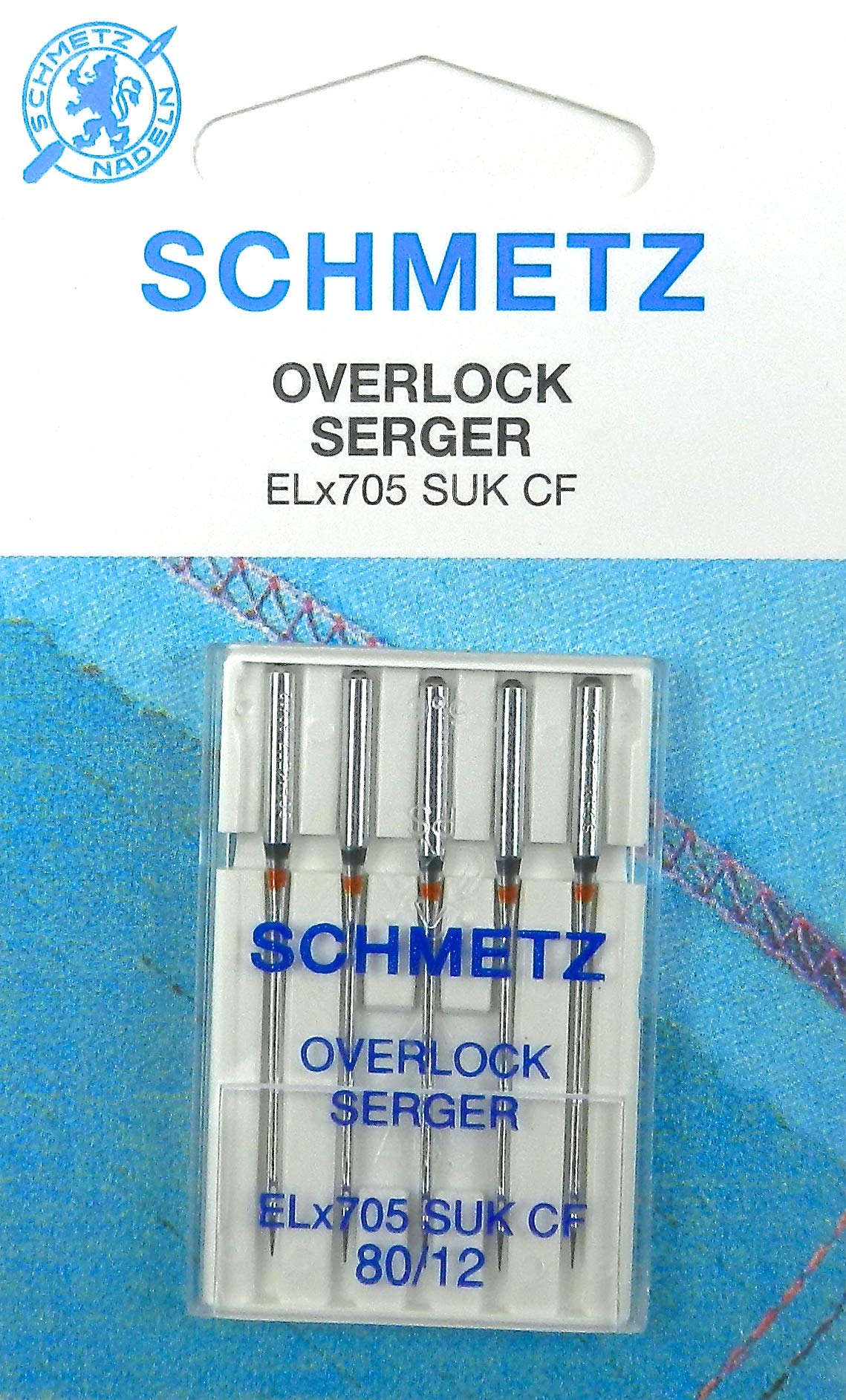 Schmetz Overlock / Serger ELx705 SUK CF (Ballpoint, Chrome Finish) Sewing Machine Needles for Gritzner 788, Size 80/12