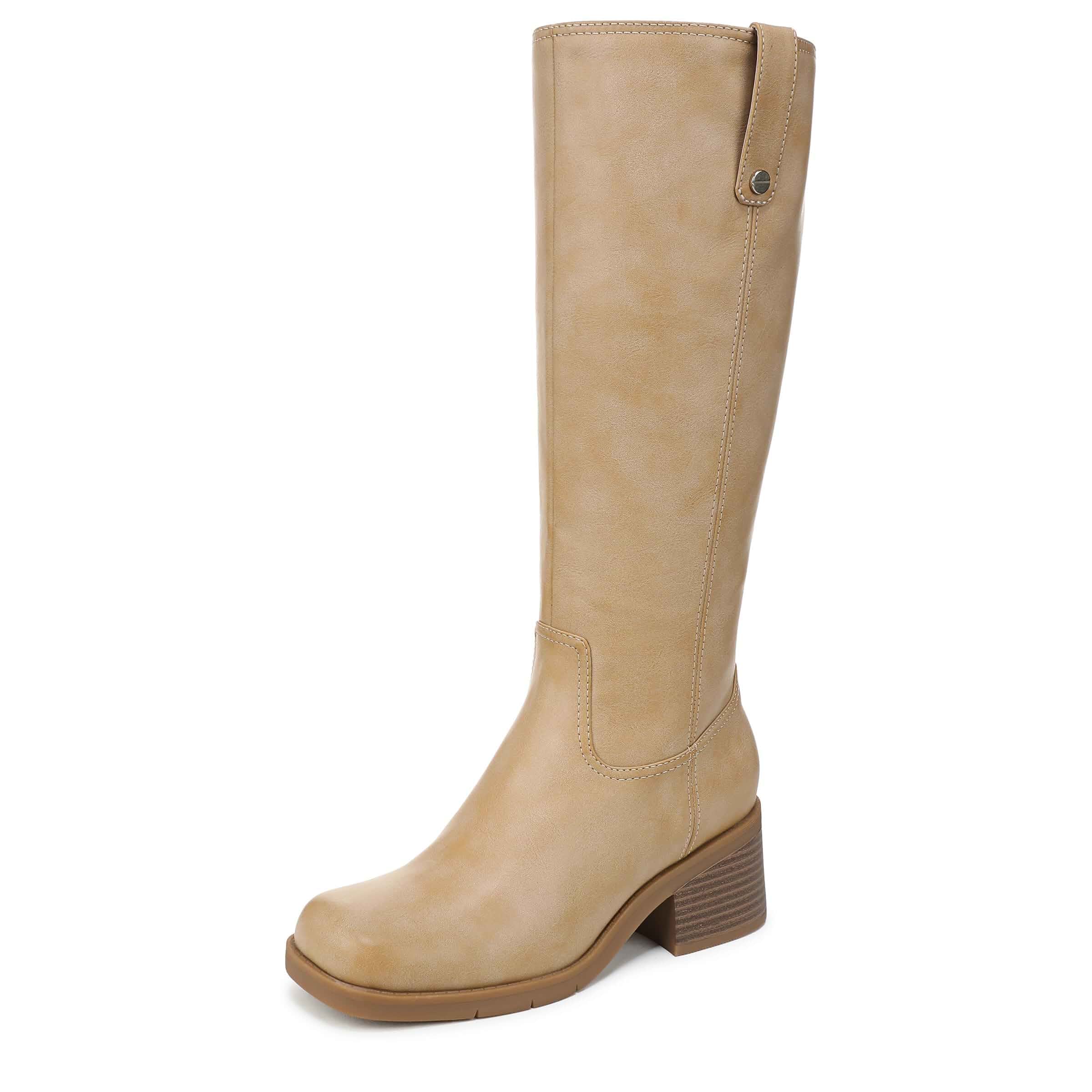 Dr. Scholl's Shoes Women's Joplin Knee High Boots, Comfortable Western Boot Block heel boot, Side zipper, Soft cushioned footbed, Roomy fit, Arch support, Western boots, Lightweight design, Square toe