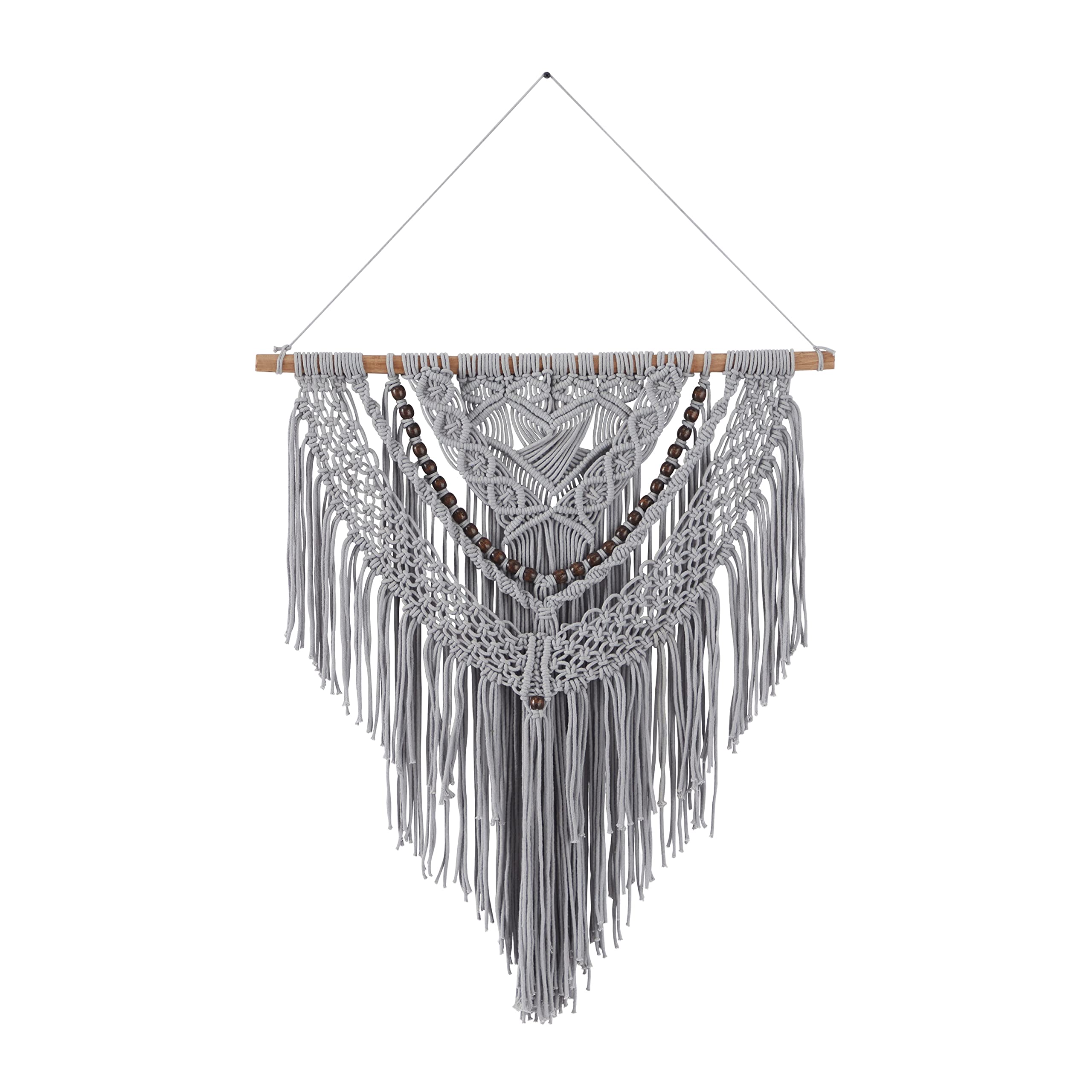 Macramé de coton tissé main Deco 79 gris, une tapisserie murale artisanale haut de gamme