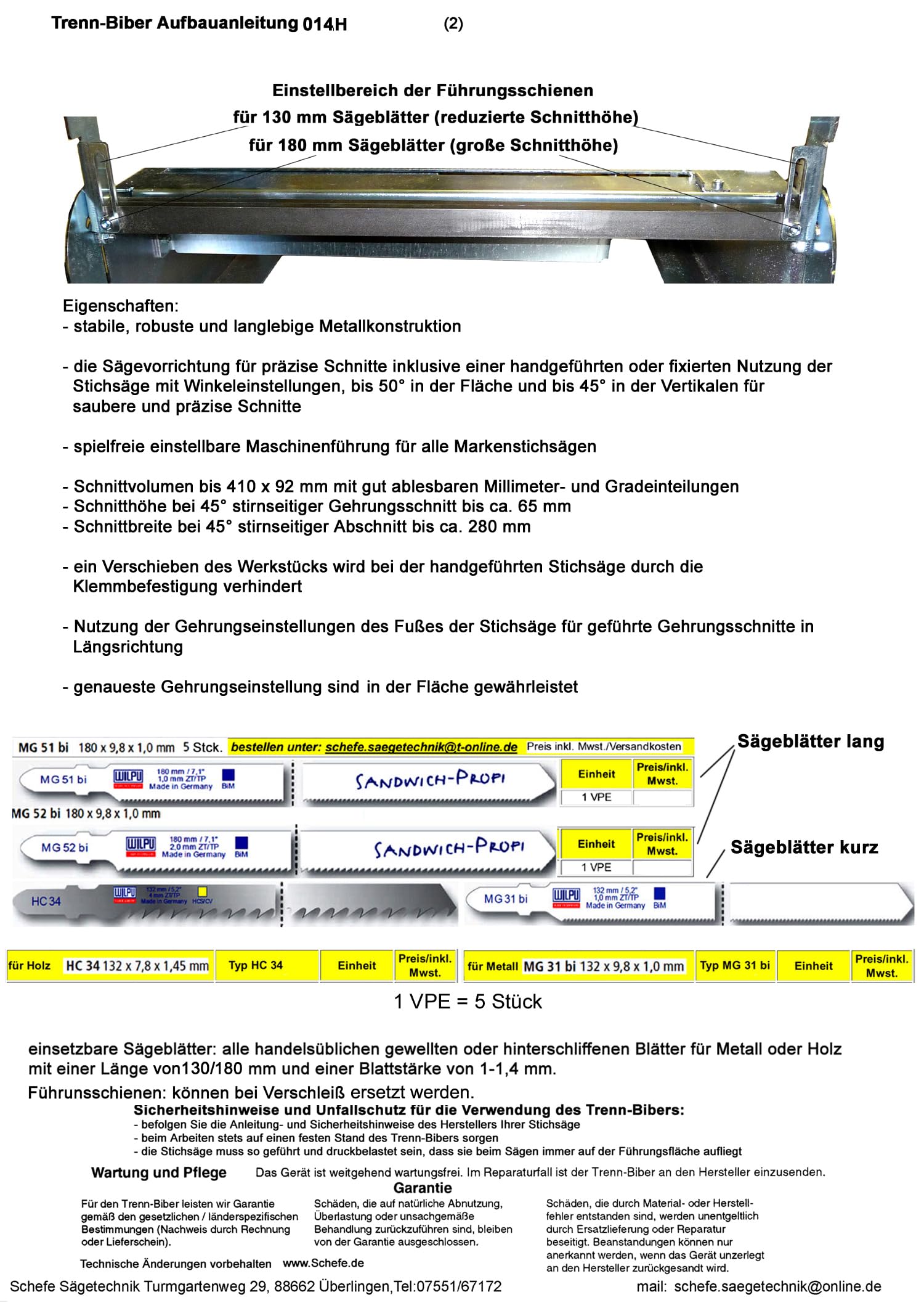 Stół do piły 014H do skośnego+ 1 brzeszczoty do wyrzynarki – zamiast piły taśmowej