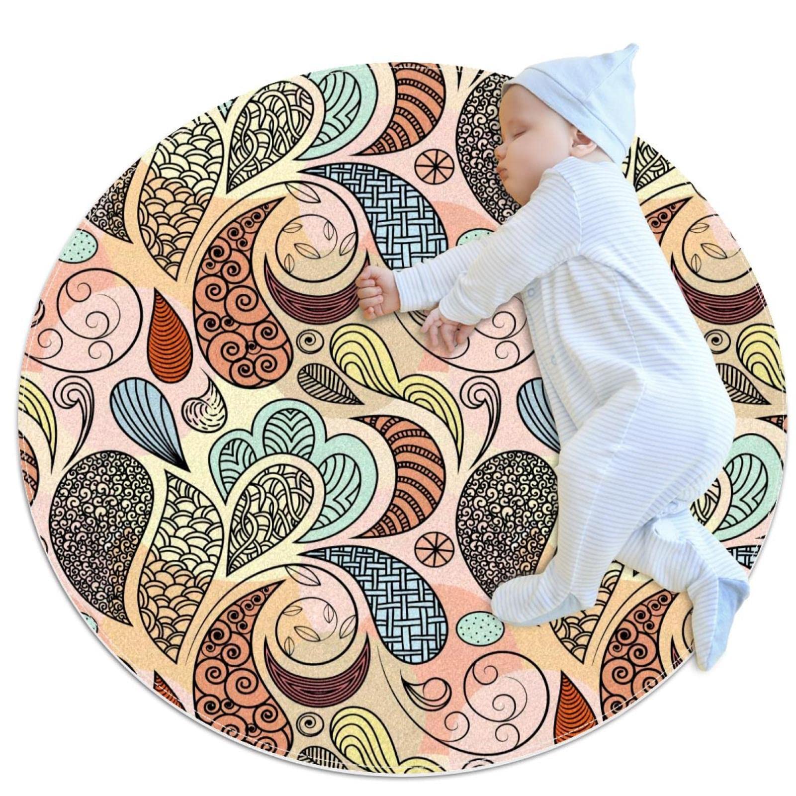 Tapis rond motif ethnique pour chambre enfant et salle de jeux