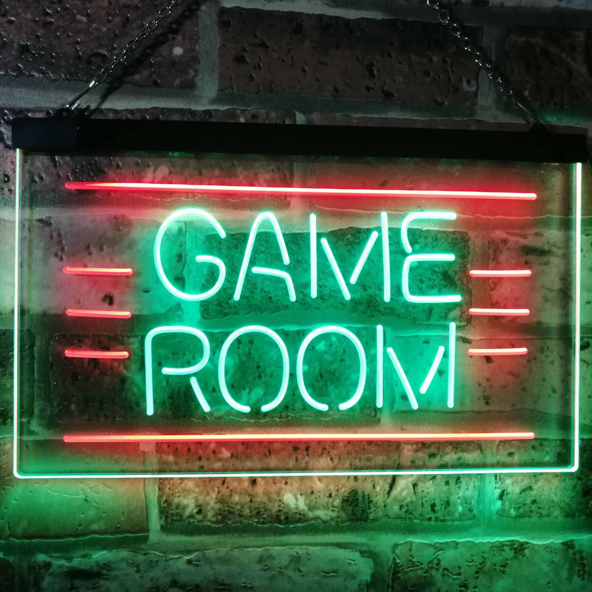 ADVPRO Game Room Man Cave Bar Display Dual Color LED Enseigne Lumineuse Neon Sign Vert et Rouge 400 x 300mm st6s43-i2338-gr
