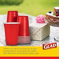 Vista 5 de Glad Everyday Disposable Plastic Cups, Red - Heavy Duty Drinking Party Cups - Strong & Sturdy for All Occasions - 16 Ounce, 100 Count - 6 Pack Rojo