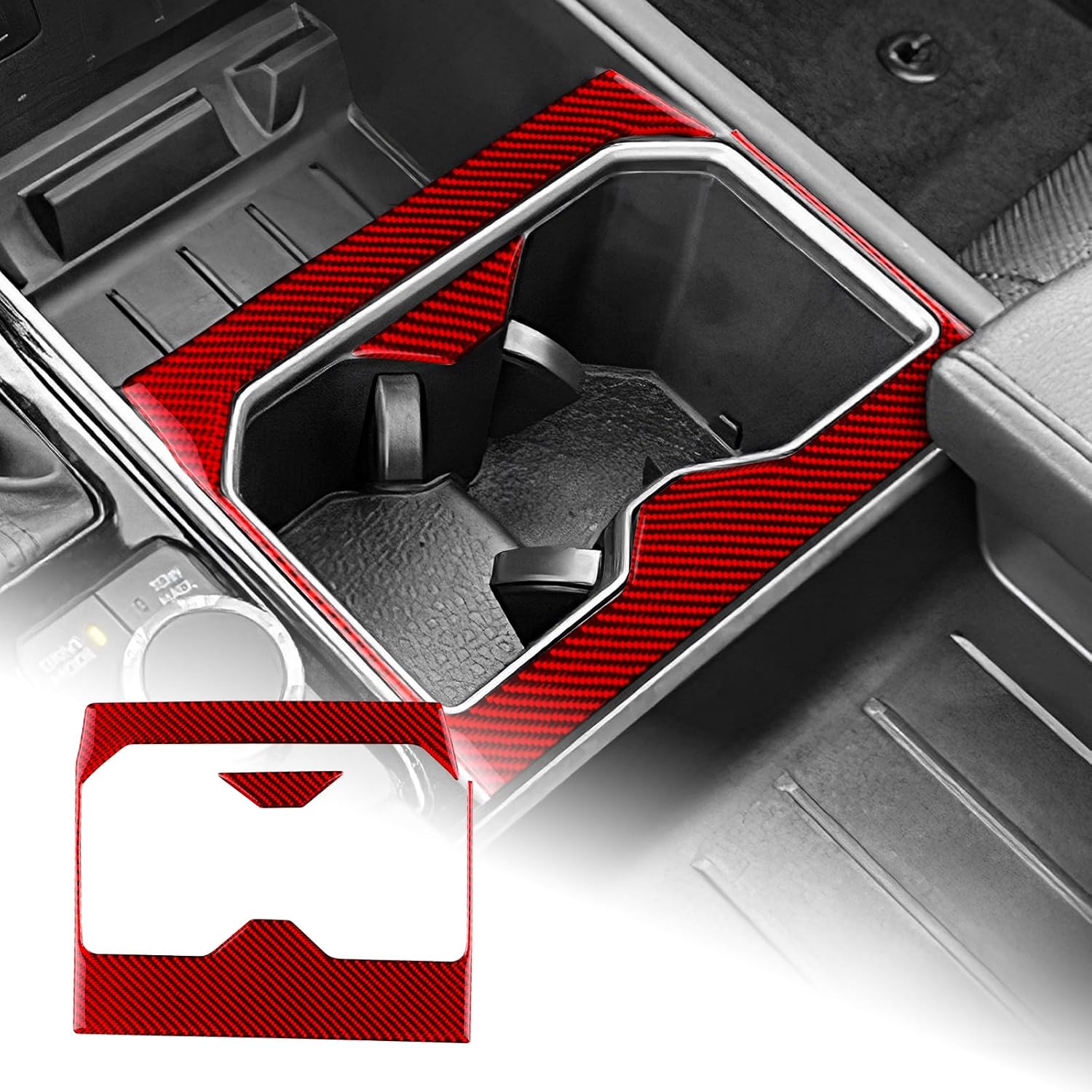 AIRSPEED Carbon Fiber for Toyota Tundra 2022 2023 2024 Center Console Gear Shift Panel Cover Interior Trim Accessories, Red