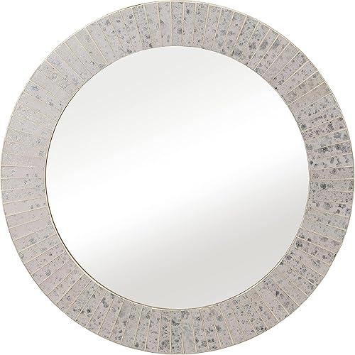 Sagebrook Home Mosaic 24" Rnd espejo mosaico de azulejos Chmpg, redondo, porcelana, contemporáneo, 24" de largo x 1" de ancho x 24" de alto, color
