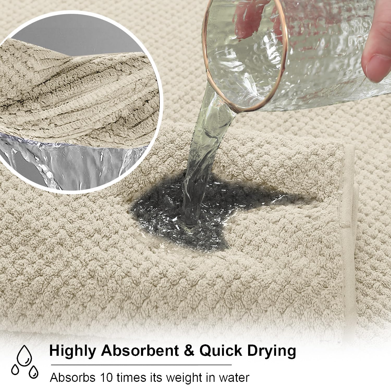 8 Piece Large Camel Family Bath Towel Set-2 Oversized Bath Towel Sheets,2 Hand Towels,4 Washcloths-600GSM Soft Highly Absorbent Quick Dry Beach Chair Towel Woven Towels for Bathroom Hotel and Spa - Image 5