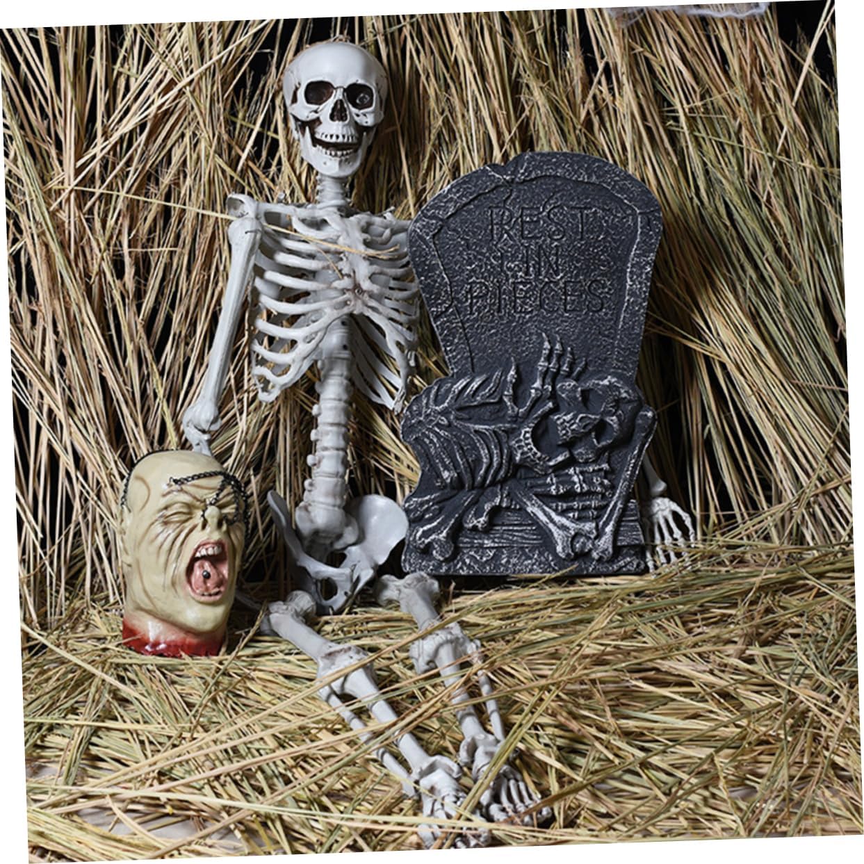 Halloween Skull Tombstone Decor Haunted House Prop for Spooky Graveyard Scene Realistic Tombstone for Halloween Decorations