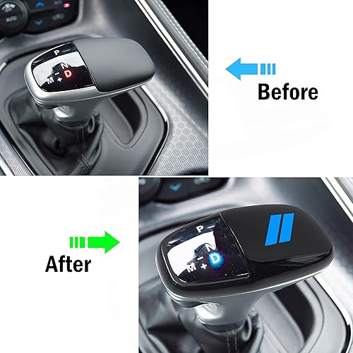 Vista 5 de SENSHINE - Cubierta para cabeza de palanca de cambio para accesorios Dodge Charger 2015-2023 Challenger 2015-2024 Durango 2016-2025 2026, inserto