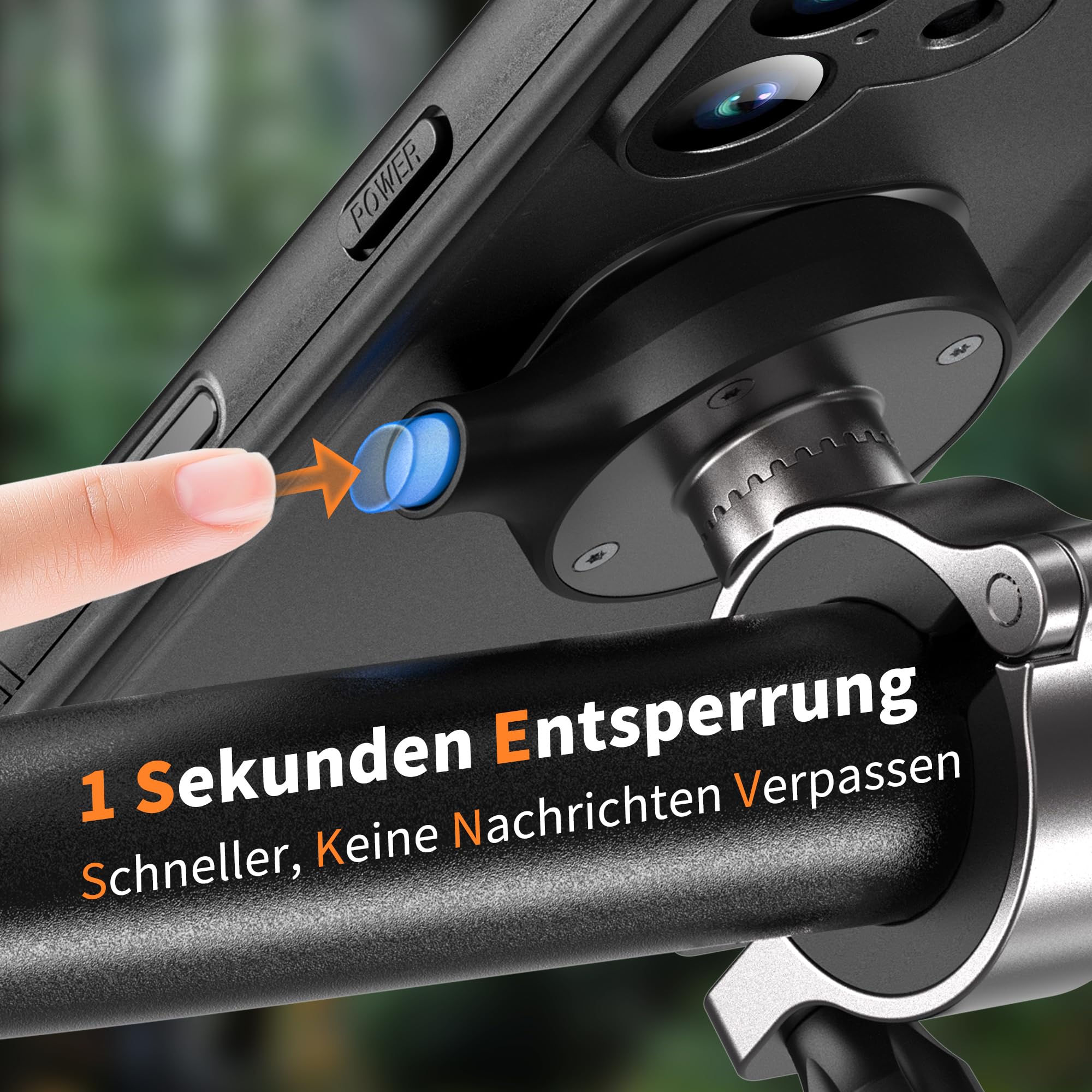 Cozycase 1S-Knopf Wasserdicht Handyhalterung Fahrrad Für iPhone 17 | Anti-Diebstahl Hülle Handy Halter Motorrad Lenker Rennrad Mtb Ebike Bike Phone Holder Mount Fahrradhalterung IP68 Waterproof