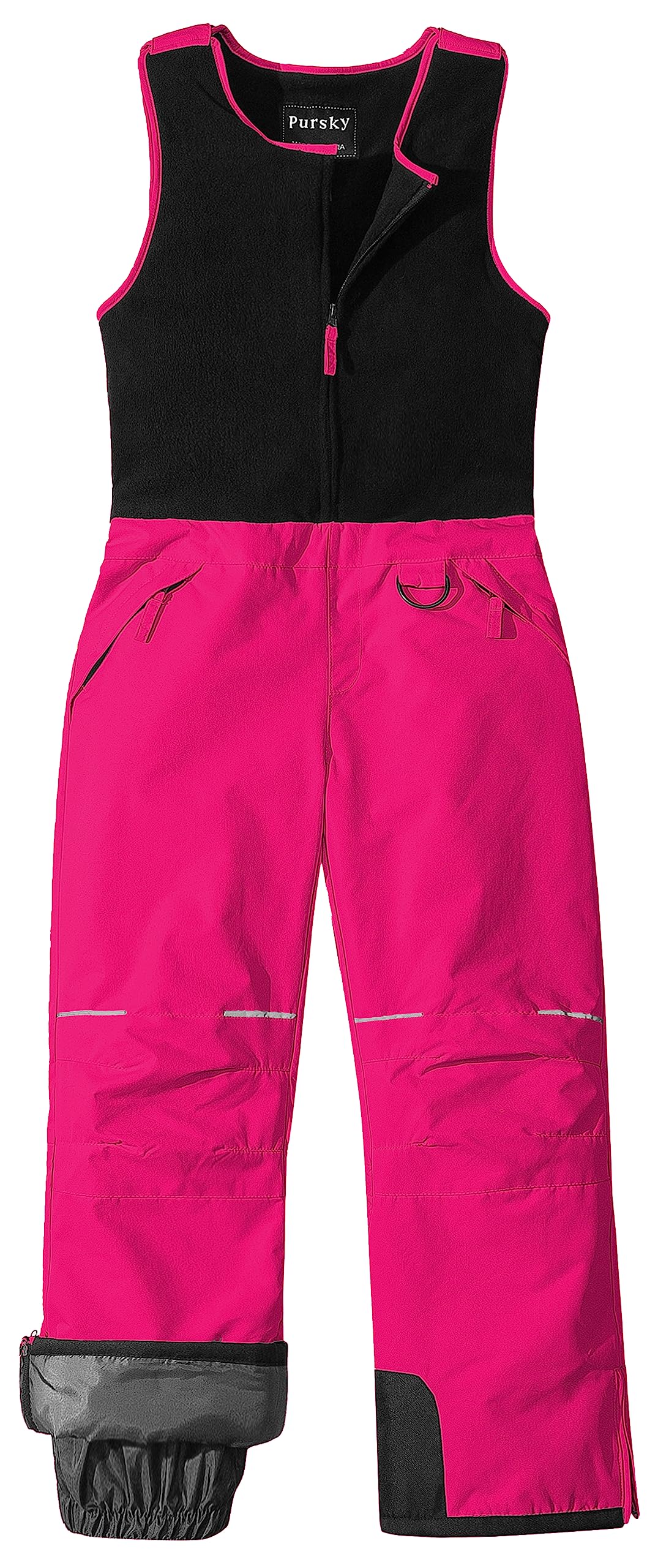 Pursky Kid's Snow Pants Girl's Winter Ski Bibs Insulated Waterproof Snowpants Fleece Snowboarding Overalls Snowbibs