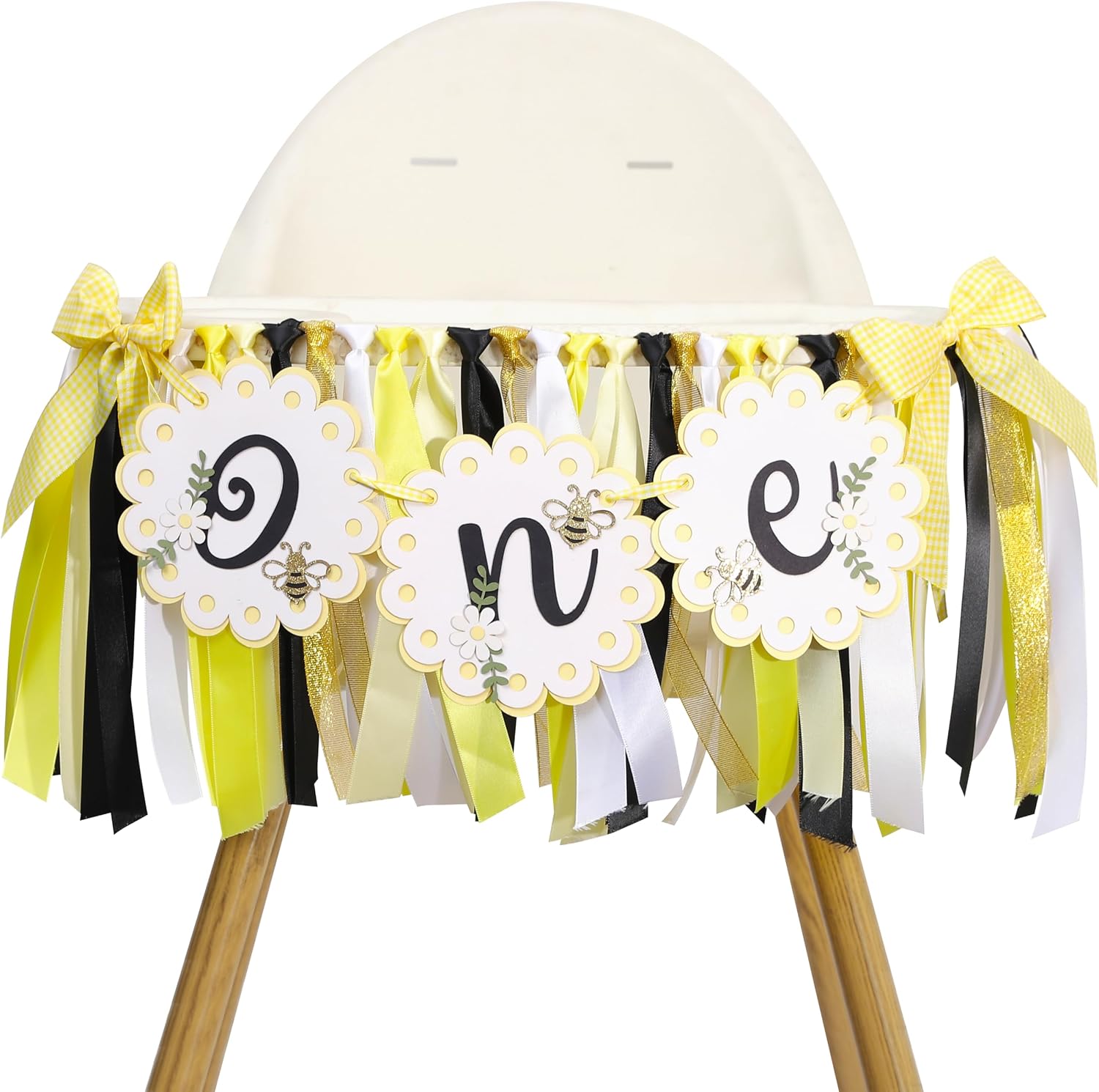 Bee Theme 1st Birthday High Chair Banner - Sweet One Party Decor Yellow, Daisy One Highchair Banner, Happy Bee Day Garland