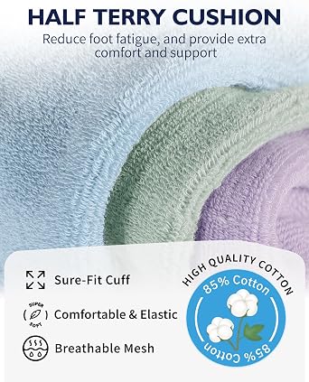 CLOSEMATE Mens Athletic Ankle Socks Cushioned Cotton 7 Pairs