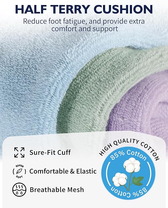 CLOSEMATE Mens Athletic Ankle Socks Cushioned Cotton 7 Pairs