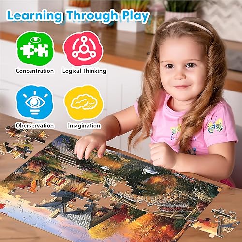 Miniatura 5 de 4-Pack 100 Piece Puzzles for Seniors Country Life Large Piece Puzzles for Seniors Puzzle Dementia Alzheimer's Products Activities for Elderly Adults