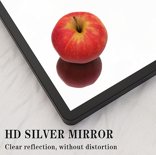 Miniatura 3 de WONSTART Espejo de baño con estante, espejo de pared rectangular negro, marco de metal, colgante horizontal o vertical (24 x 20 pulgadas)