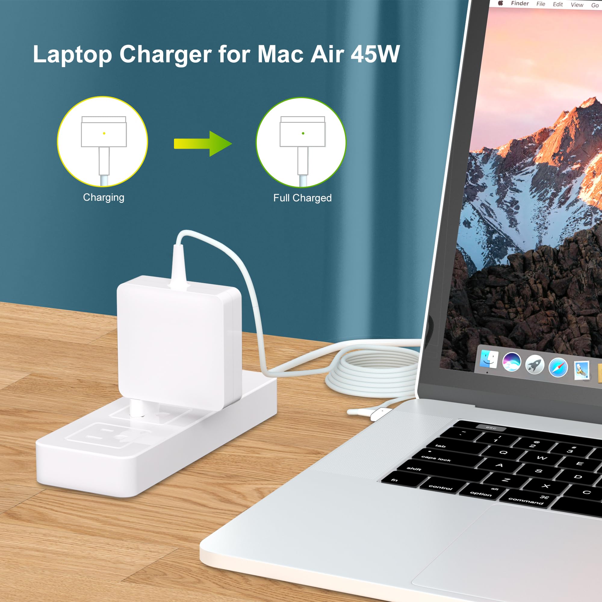 45W MacBook Air Oplader – MagSafe 2 T-stekker, Compatibel Met 2012–2017