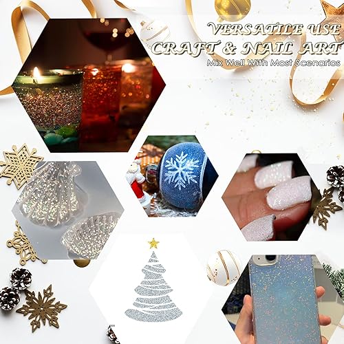 Miniatura 7 de Ceya Polvo de purpurina ultra fina, 3.5 onzas3.53 oz de color blanco iris con purpurina para manualidades, mezcla de lentejuelas finas iridiscentes