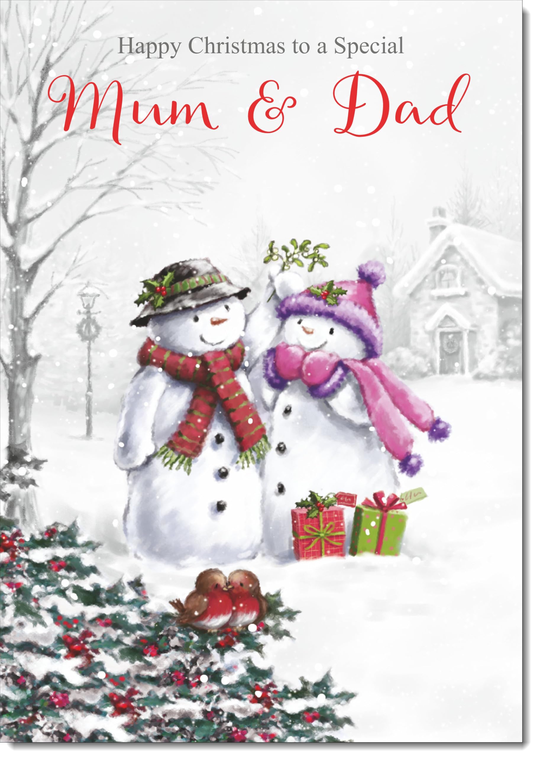 doodlecards Mum and Dad Christmas Card Two Snowmen Large A4 Size Christmas Card for Mum & Dad with Plain Envelope — image 1