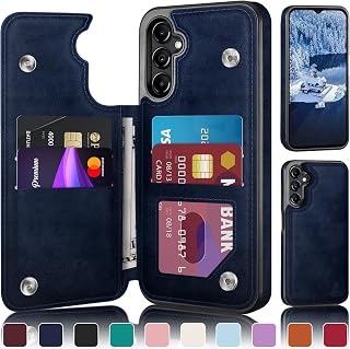 DJDUCK Designed for Samsung Galaxy A15 5G Case Wallet with Card Holder, [Magnetic Clasp Cover] [RFID Blocking Leather Protection] Shockproof Women Men Cases for Samsung A15 Dark Blue