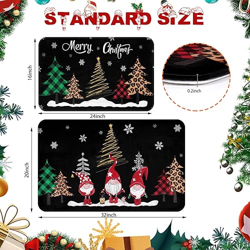 Miniatura 2 de ASPMIZ Juego de 2 alfombras y tapetes de baño de Navidad, juego de 2 alfombras de baño de árbol de Navidad de invierno, lavables, absorbentes,